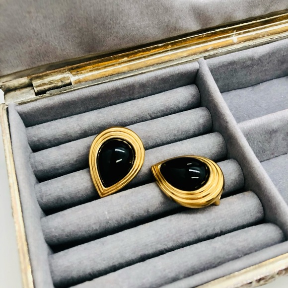 Vintage Signed Black CHRISTIAN DIOR Earrings - Picture 3 of 15